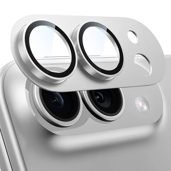 Протектор за камера за iPhone Duo Full Camera Glass - Techsuit - Звезднобял