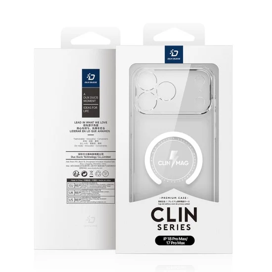 Прозрачен калъф Dux Ducis - Clin MagSafe (Open Ring Version) - iPhone 18 Pro Max / iPhone 17 Pro Max - Прозрачен