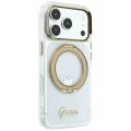 Прозрачен калъф Guess Ring Stand Script Metal Logo MagSafe (GUHMP18L6HCCMST) - iPhone 18 Pro / iPhone 17 Pro - Прозрачен