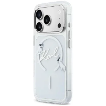 Прозрачен калъф Karl Lagerfeld - IML Choupette and Karl Script Logo MagSafe (KLHMP18L5HKSCAH) - iPhone 18 Pro / iPhone 17 Pro - Прозрачен