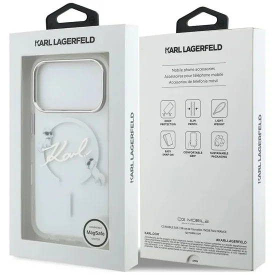 Karl Lagerfeld - IML Choupette and Karl Script Logo MagSafe (KLHMP18L5HKSCAH) - iPhone 18 Pro / iPhone 17 Pro - Transparent