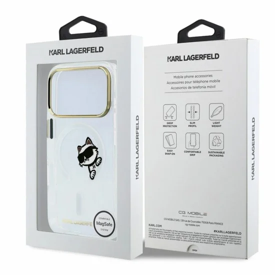 Прозрачен калъф Karl Lagerfeld - IML Peekaboo Print and Metal Frame MagSafe (KLHMP18L6HCPSCT) - iPhone 18 Pro / iPhone 17 Pro - Прозрачен