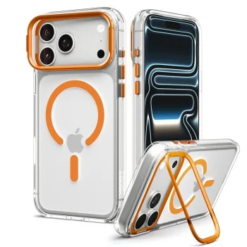 Прозрачен калъф Spigen Ultra Hybrid Optik S MagSafe (ACS11923) - iPhone 18 Pro / iPhone 17 Pro - Оранжев