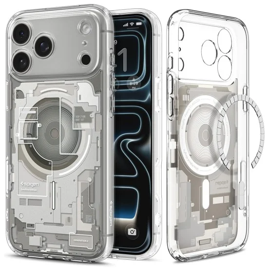Прозрачен калъф Spigen Ultra Hybrid Zero One MagSafe (ACS12164) - iPhone 18 Pro / iPhone 17 Pro - Сив
