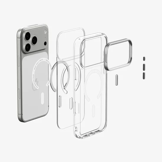 Прозрачен калъф Spigen Ultra Hybrid Optik S MagSafe (ACS11921) - iPhone 18 Pro / iPhone 17 Pro - Сребрист