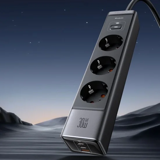 Разклонител 6 в 1 Mcdodo Super Cube Series (CH-0620) - Schuko, 2x Type-C, USB-A, 30W, GaN технология - Черен