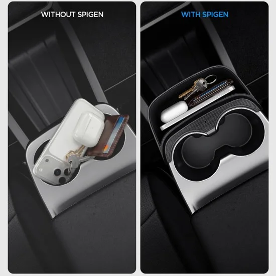 Разширение за централна конзола Spigen Car Center Console Extender (ACP11170) - за Tesla Model Y Standard (2026), противоплъзгаща вътрешност, сигурно захващане - Черен