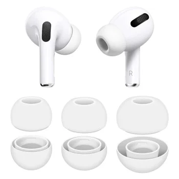 Резервни тапи за Apple AirPods Pro 3 - Techsuit AirVibe (ET2) - Премиум силикон (XS, S, L), 3 чифта - Бял
