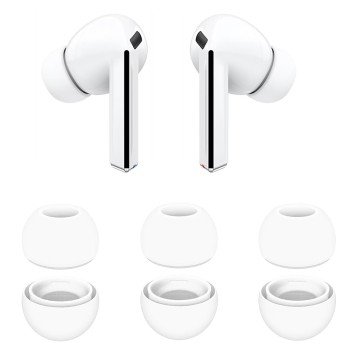 Резервни тапи за Samsung Galaxy Buds 3 Pro - Techsuit AirVibe (ET3) - Премиум силикон (S, M, L), 3 чифта - Бял