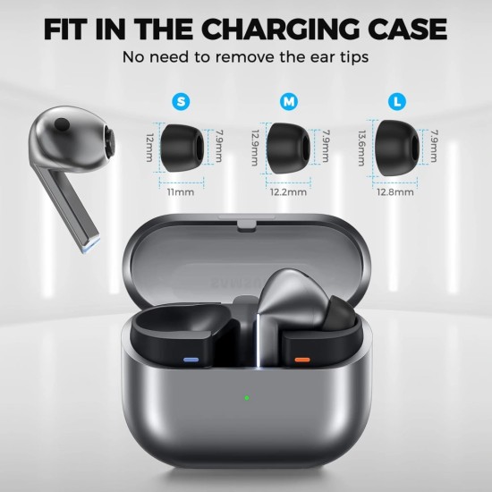 Резервни тапи за Samsung Galaxy Buds 3 Pro - Techsuit AirVibe (ET3) - Премиум силикон (S, M, L), 3 чифта - Бял