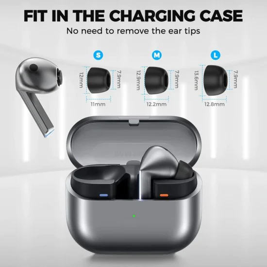 Резервни тапи за Samsung Galaxy Buds 3 Pro - Techsuit AirVibe (ET3) - Премиум силикон (S, M, L), 3 чифта - Бял