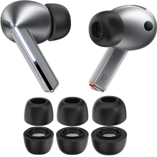 Резервни тапи за Samsung Galaxy Buds 3 Pro - Techsuit AirVibe (ET3) - Премиум силикон (S, M, L), 3 чифта - Бял