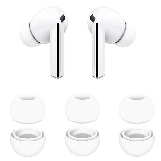 Резервни тапи за Samsung Galaxy Buds 3 Pro - Techsuit AirVibe (ET3) - Премиум силикон (S, M, L), 3 чифта - Бял