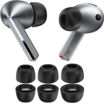 Резервни тапи за Samsung Galaxy Buds 3 Pro - Techsuit AirVibe (ET3) - Премиум силикон (S, M, L), 3 чифта - Черен