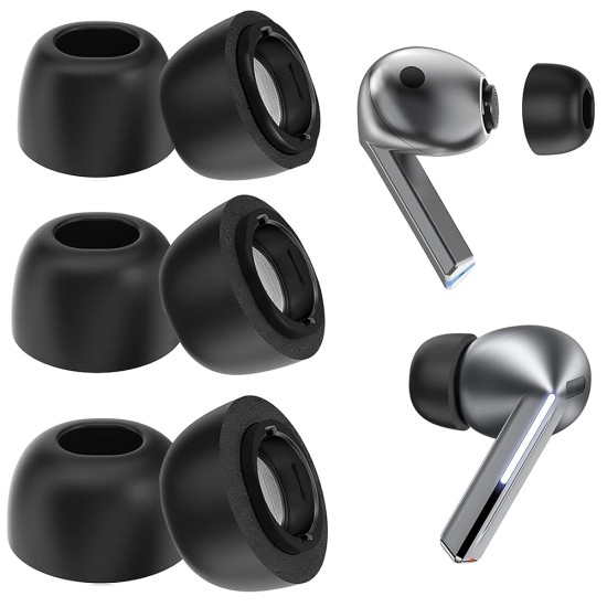 Резервни тапи за Samsung Galaxy Buds 3 Pro - Techsuit AirVibe (ET3) - Премиум силикон (S, M, L), 3 чифта - Черен