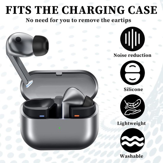 Резервни тапи за Samsung Galaxy Buds 3 Pro - Techsuit AirVibe (ET3) - Премиум силикон (S, M, L), 3 чифта - Черен