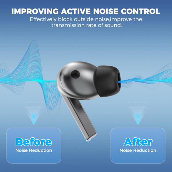 Резервни тапи за Samsung Galaxy Buds 3 Pro - Techsuit AirVibe (ET3) - Премиум силикон (S, M, L), 3 чифта - Черен