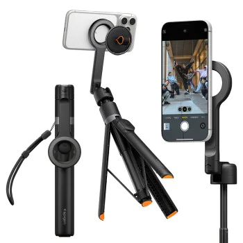 Селфи стик трипод Spigen Selfie Stick S582W - MagSafe съвместим, Bluetooth - Черен