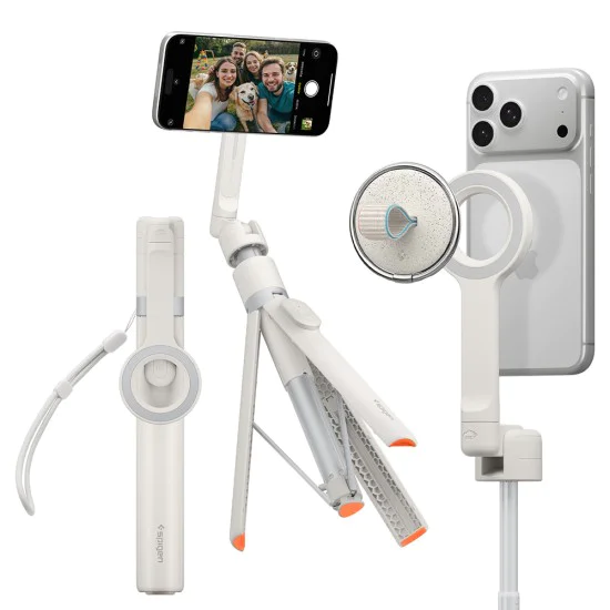 Селфи стик трипод Spigen Selfie Stick S582W - MagSafe съвместим, Bluetooth - Dune Beige