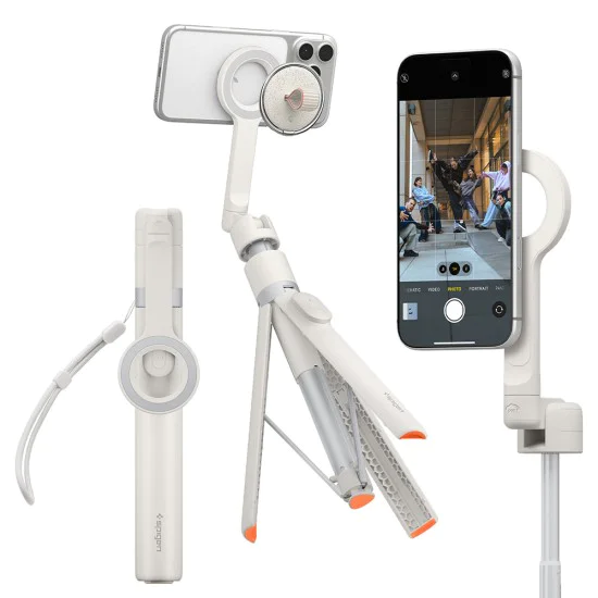 Селфи стик трипод Spigen Selfie Stick S582W - MagSafe съвместим, Bluetooth - Dune Beige