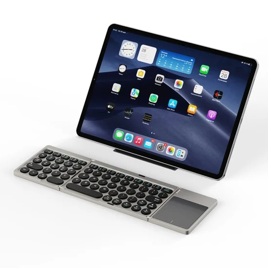 Сгъваема безжична клавиатура Dux Ducis Keyboard Fold-Style - Bluetooth 5.2, универсална, USB-C, 180mAh, английска подредба - Черен