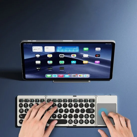 Сгъваема безжична клавиатура Dux Ducis Keyboard Fold-Style - Bluetooth 5.2, универсална, USB-C, 180mAh, английска подредба - Черен