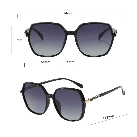Слънчеви очила Techsuit Polarized Sunglasses (5223) - дамски, поляризирани, класически ретро - Сив / Розов