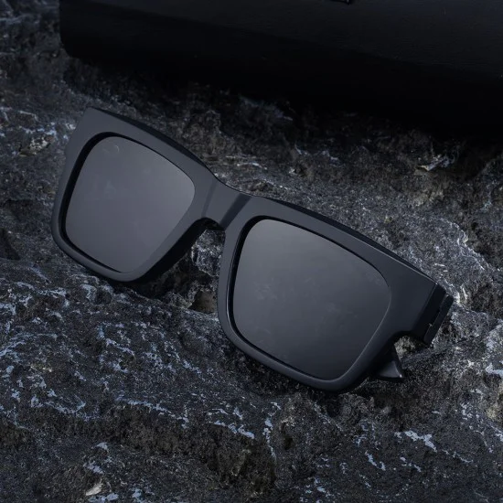 Слънчеви очила Techsuit Polarized Sunglasses (8491) - мъжки, поляризирани, квадратна рамка - Мат Черен / Сив