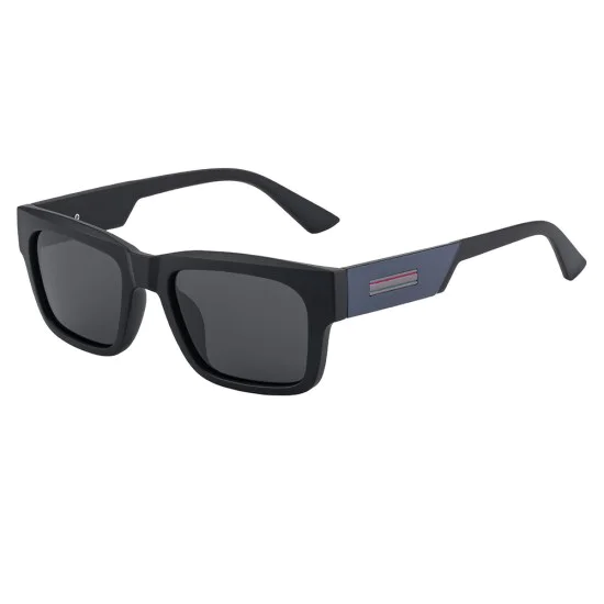Слънчеви очила Techsuit Polarized Sunglasses (8491) - мъжки, поляризирани, квадратна рамка - Мат Черен / Сив