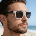 Слънчеви очила Techsuit Polarized Sunglasses (8506) - мъжки, поляризирани, квадратна рамка - Мат Сив
