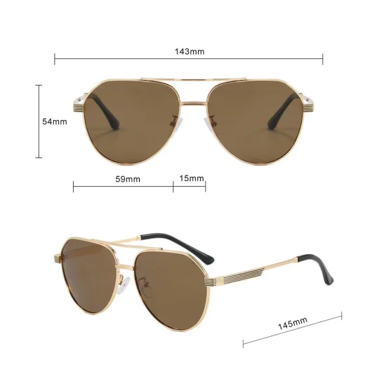 Слънчеви очила Techsuit Premium Polarized Sunglasses (8622) - унисекс, авиаторски, поляризирани - Златист