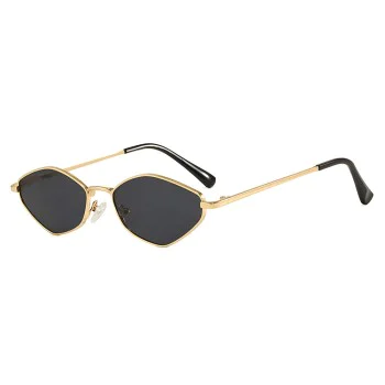 Слънчеви очила Techsuit Premium Sunglasses (6206) - дамски, тясна шестоъгълна рамка - Златист / Черен