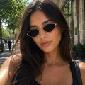 Слънчеви очила Techsuit Premium Sunglasses (6206) - дамски, тясна шестоъгълна рамка - Златист / Черен