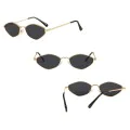 Слънчеви очила Techsuit Premium Sunglasses (6206) - дамски, тясна шестоъгълна рамка - Златист / Зелен
