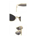 Слънчеви очила Techsuit Premium Sunglasses (6206) - дамски, тясна шестоъгълна рамка - Златист / Зелен
