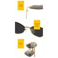 Слънчеви очила Techsuit Premium Sunglasses (6206) - дамски, тясна шестоъгълна рамка - Златист / Зелен