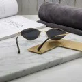 Слънчеви очила Techsuit Premium Sunglasses (6206) - дамски, тясна шестоъгълна рамка - Златист / Зелен