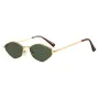Слънчеви очила Techsuit Premium Sunglasses (6206) - дамски, тясна шестоъгълна рамка - Златист / Зелен