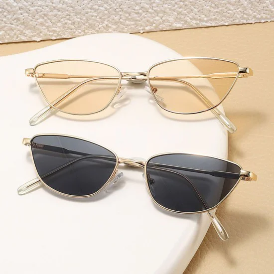 Слънчеви очила Techsuit Premium Sunglasses (622) - дамски, котешко око, минималистични - Черен