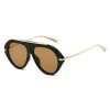Слънчеви очила Techsuit Premium Sunglasses (8092) - дамски, авиаторски, плосък връх - Черен / Кафяв