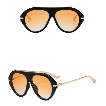 Слънчеви очила Techsuit Premium Sunglasses (8092) - дамски, авиаторски, плосък връх - Черен / Оранжев