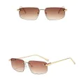Слънчеви очила Techsuit Premium Sunglasses (S098) - унисекс, правоъгълни, без рамка - Коняк