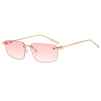 Слънчеви очила Techsuit Premium Sunglasses (S098) - унисекс, правоъгълни, без рамка - Розов (Barbie)