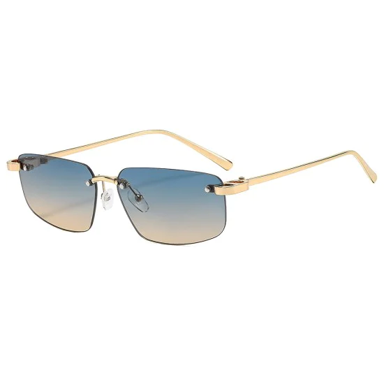Слънчеви очила Techsuit Premium Sunglasses (S098) - унисекс, правоъгълни, без рамка - Син (Lagoon)
