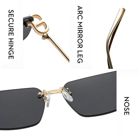 Слънчеви очила Techsuit Premium Sunglasses (S098) - унисекс, правоъгълни, без рамка - Син (Royal)