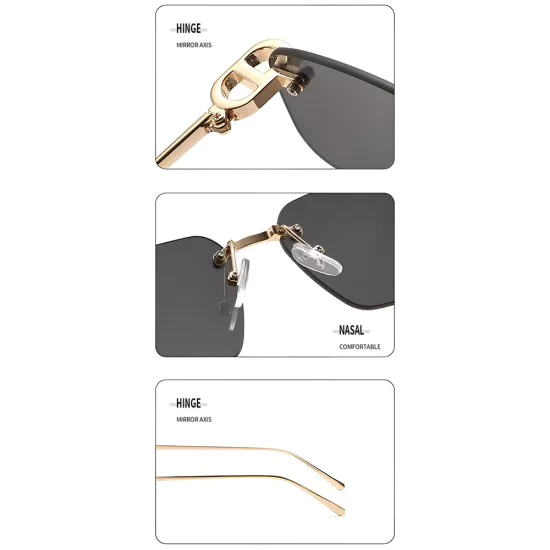 Слънчеви очила Techsuit Premium Sunglasses (S098) - унисекс, правоъгълни, без рамка - Син (Royal)