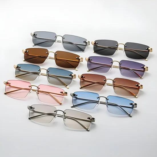 Слънчеви очила Techsuit Premium Sunglasses (S098) - унисекс, правоъгълни, без рамка - Син (Royal)