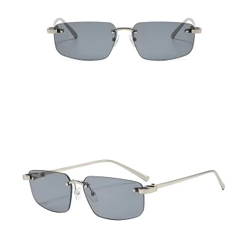 Слънчеви очила Techsuit Premium Sunglasses (S098) - унисекс, правоъгълни, без рамка - Тъмно сив (Dark Smoke)
