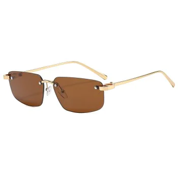 Слънчеви очила Techsuit Premium Sunglasses (S098) - унисекс, правоъгълни, без рамка - Ирис (Toffee)