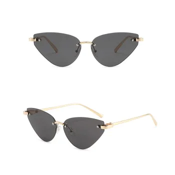 Слънчеви очила Techsuit Premium Sunglasses (S099) - дамски, котешко око, без рамка - Златист / Черен